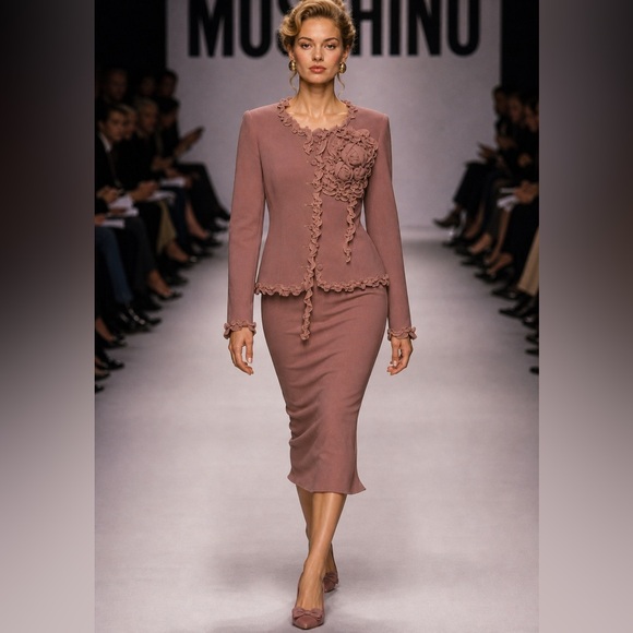 Moschino Dresses & Skirts - Moschino Cheap Chic Coral Ribbon SUIT Jacket Two Piece 90s Y2K Vintage US 8